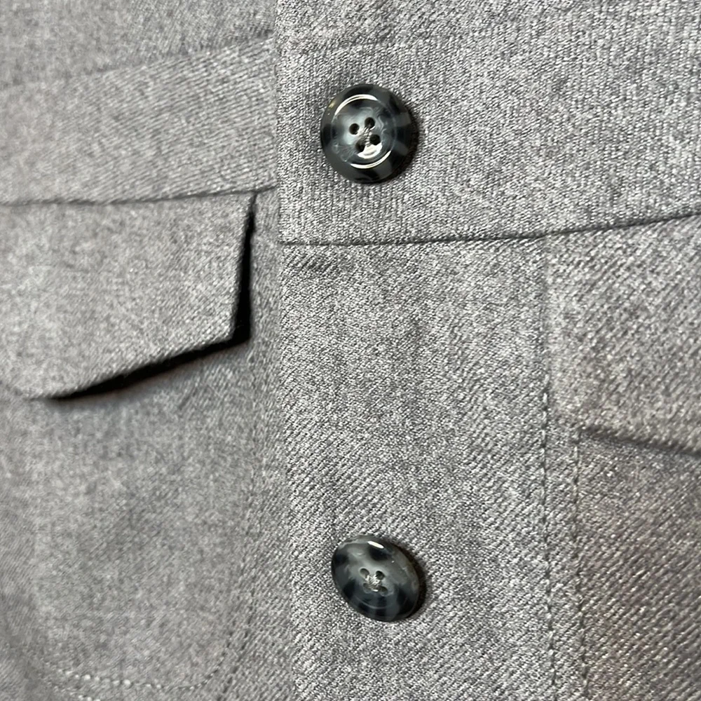 Banana Republic Petite Structured Military style Gray Wool  and Satin Coat S - Picture 8 of 9